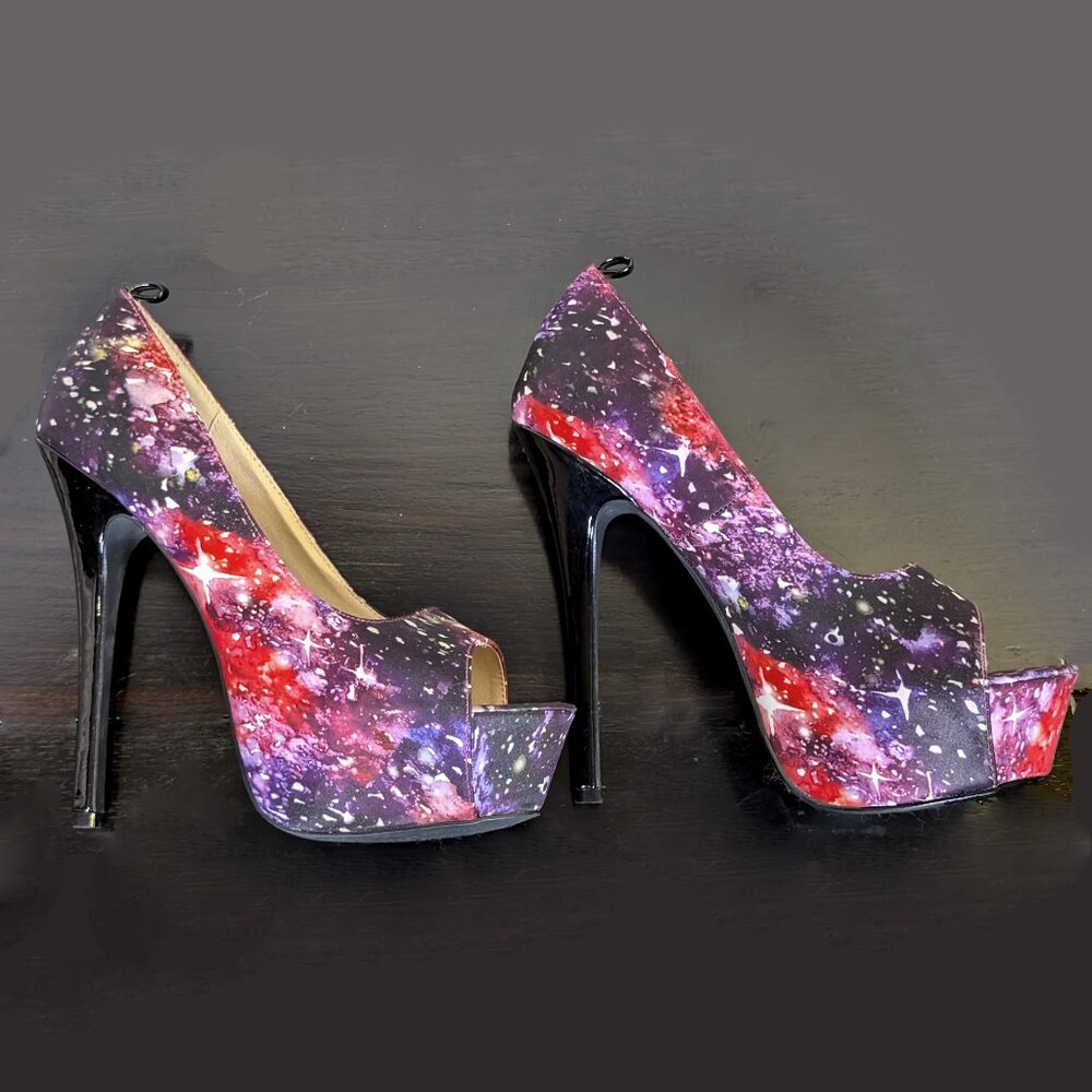 Shoe Dazzle Open Toe Slip on Stiletto High Heel Platform pumps Size 9